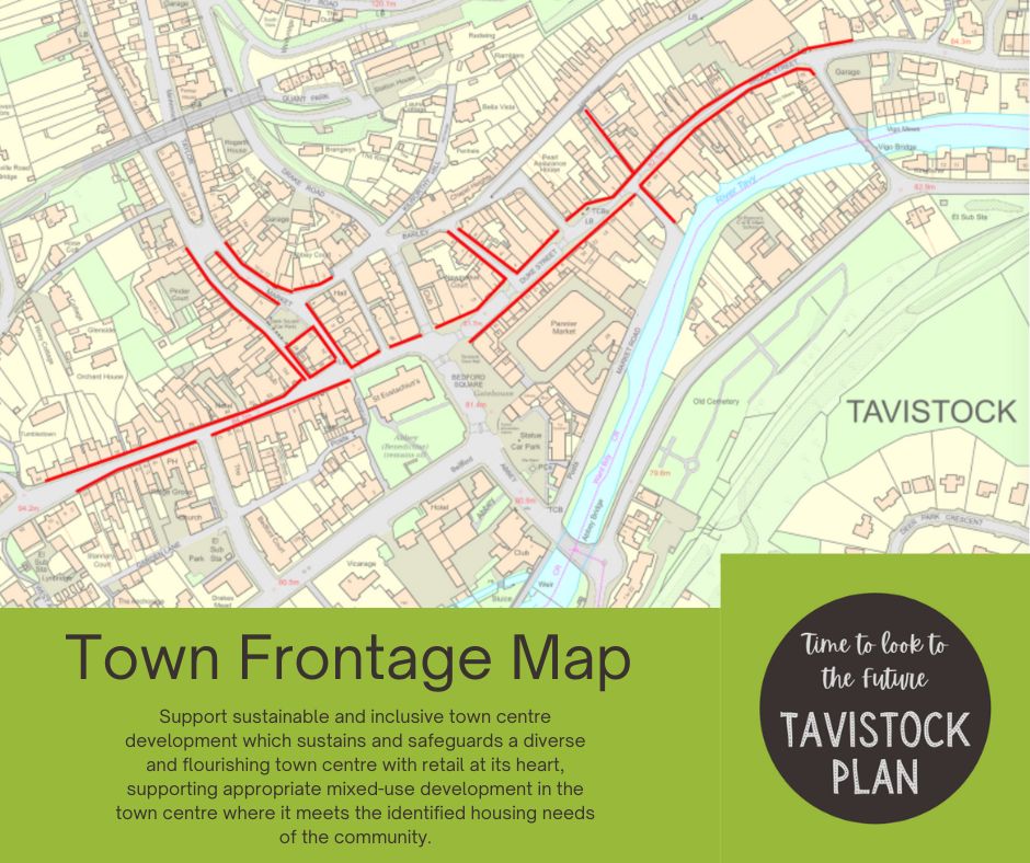 Map of Tavistock Town Centre with Proposed Town Frontage.